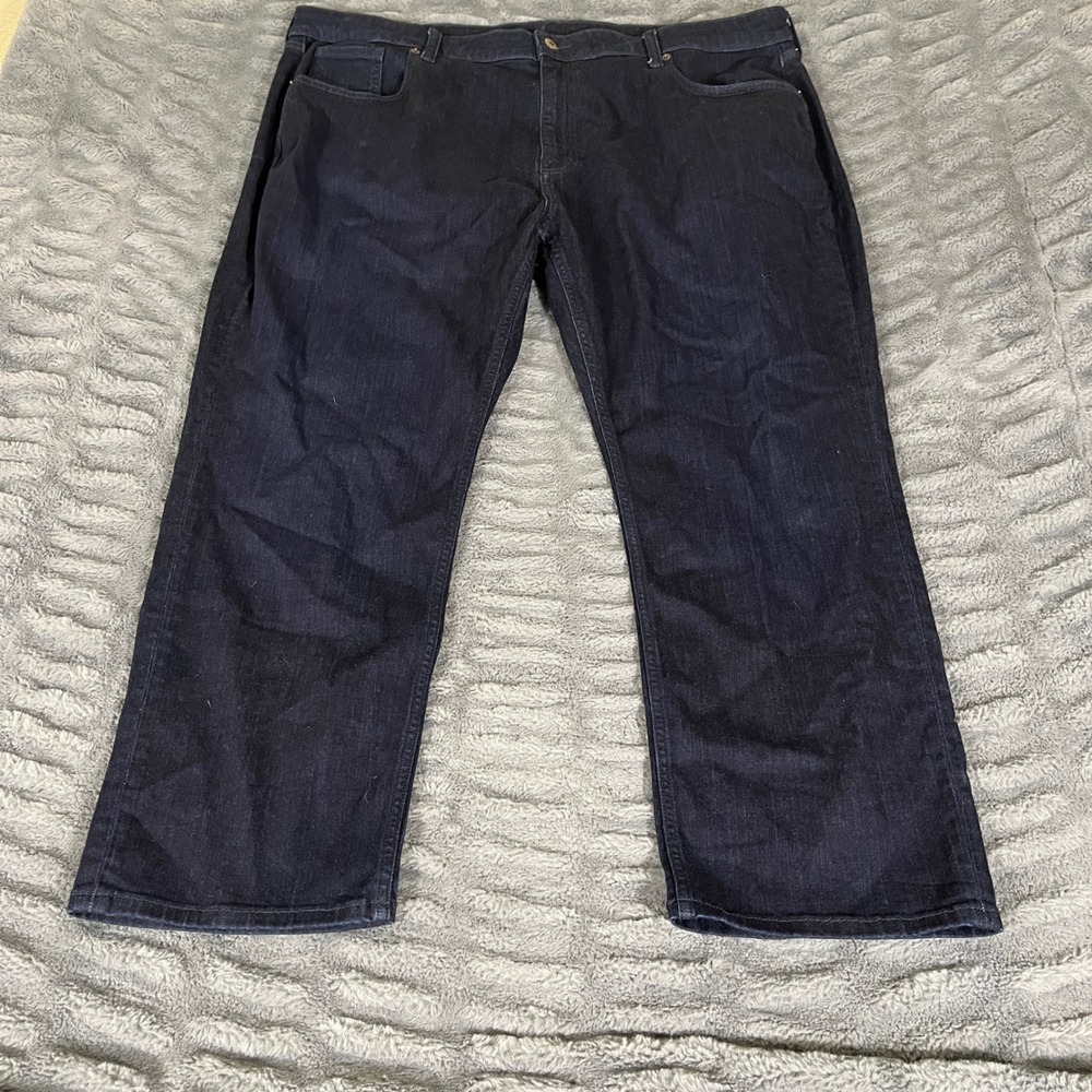 True Classic Mens Dark Indigo Comfort Stretch Jeans 42x28 Straight Leg AP378